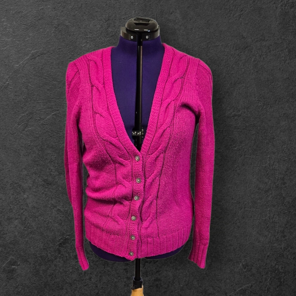 Old Navy Women's Pink Cable Knit Sweater Button-Up